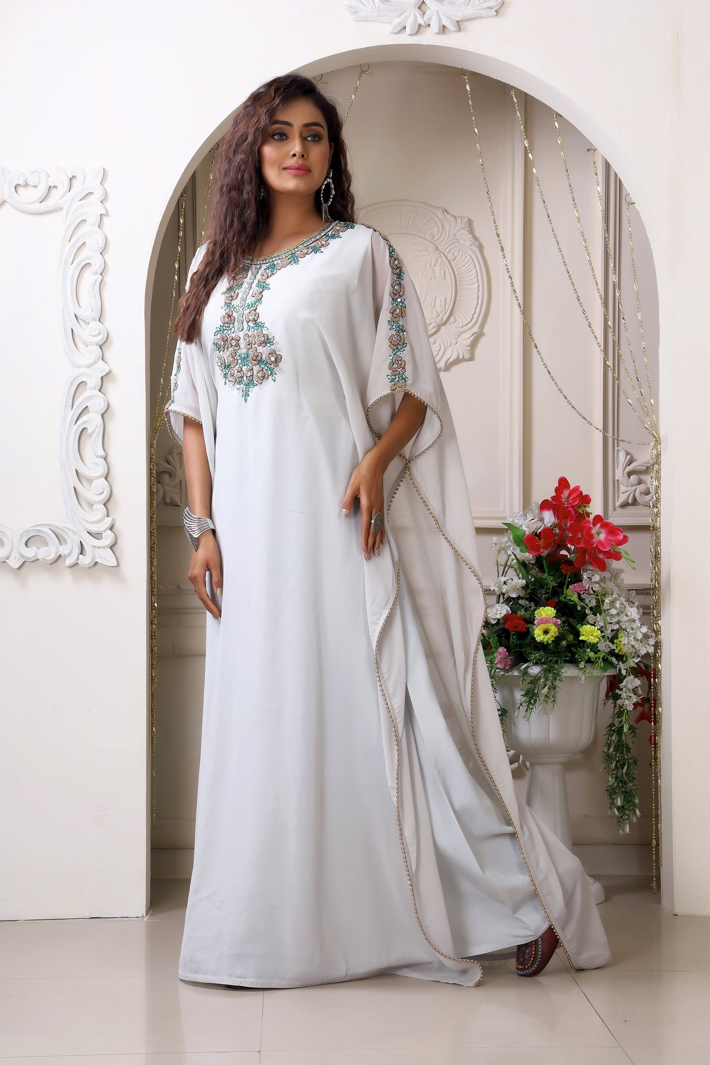 Chic Light Grey Georgette Caftan