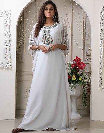 Light Gray Color Islamic Georgette Kaftan Dress