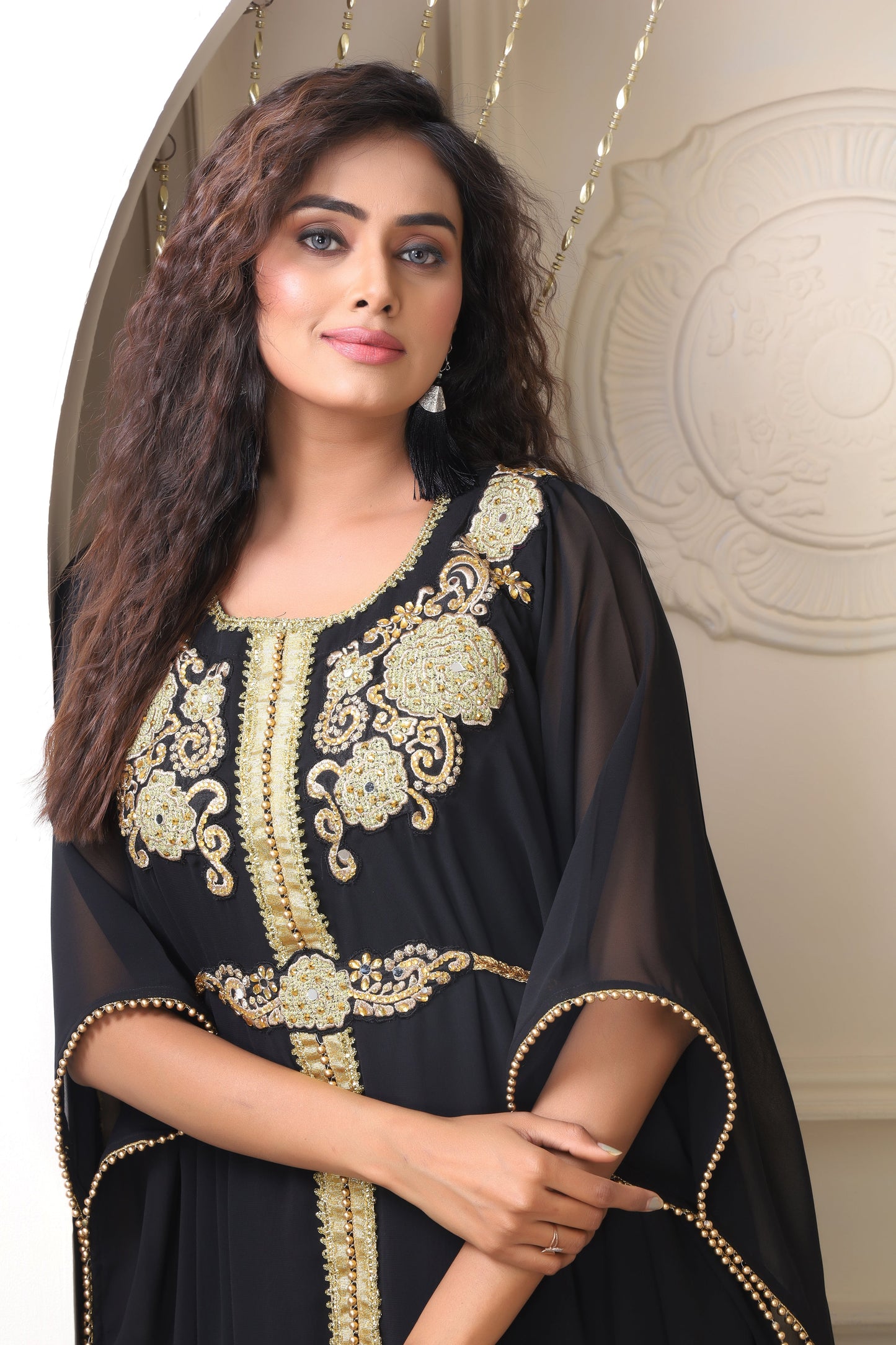 Black Embroidery Partywear Dress