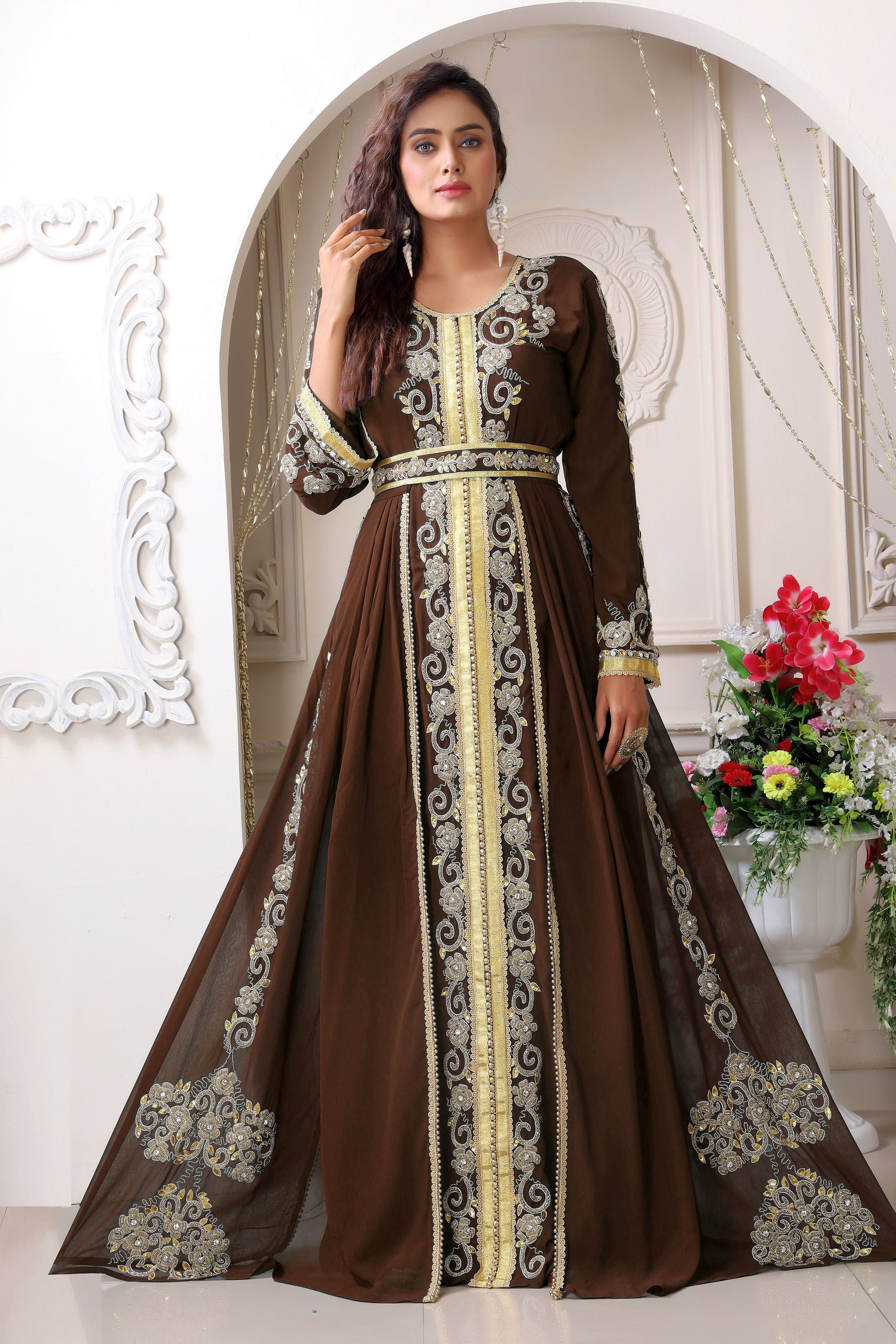 Brown Wedding Designer Kaftan