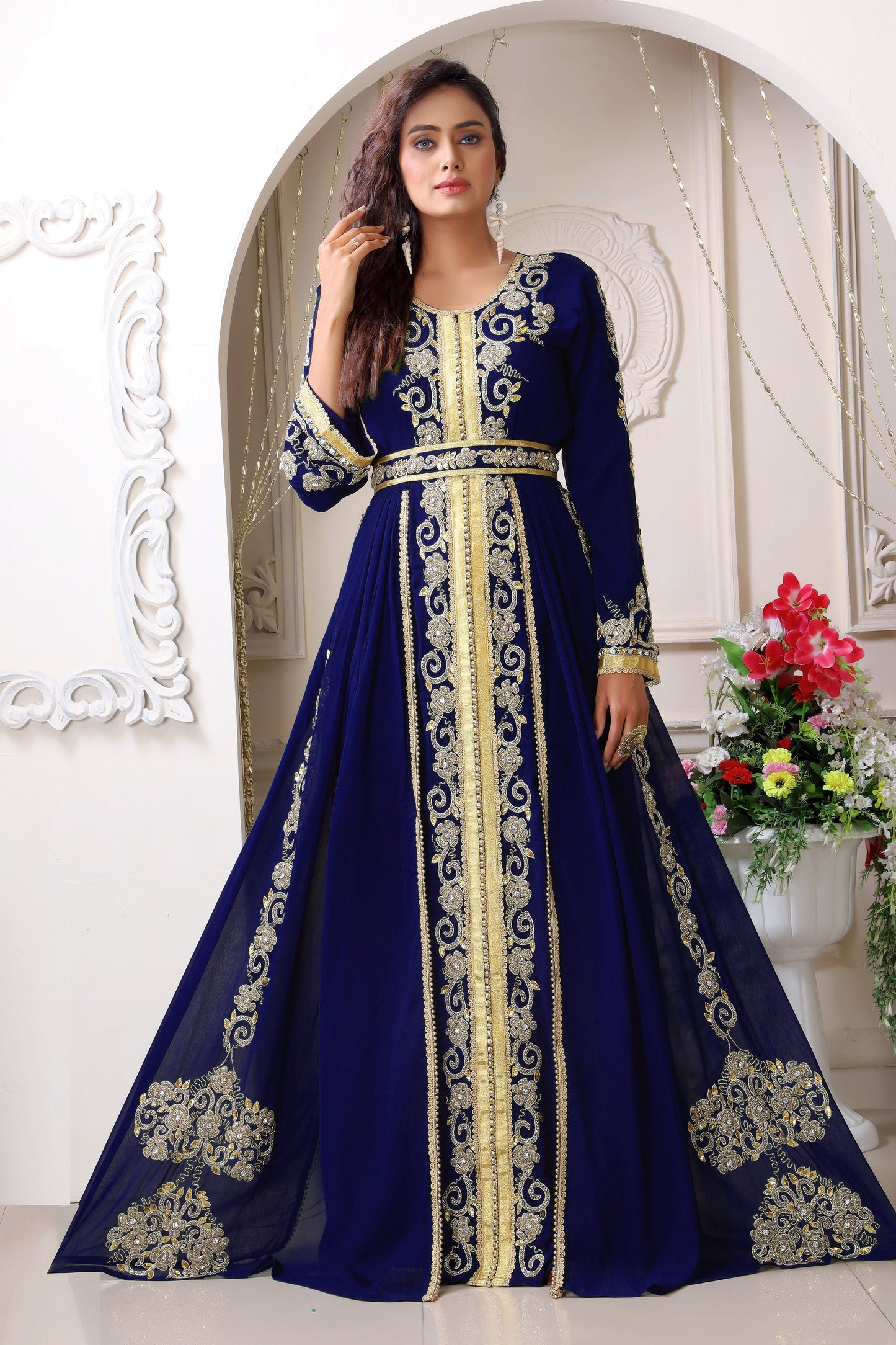 Dark Blue Wedding Designer Kaftan