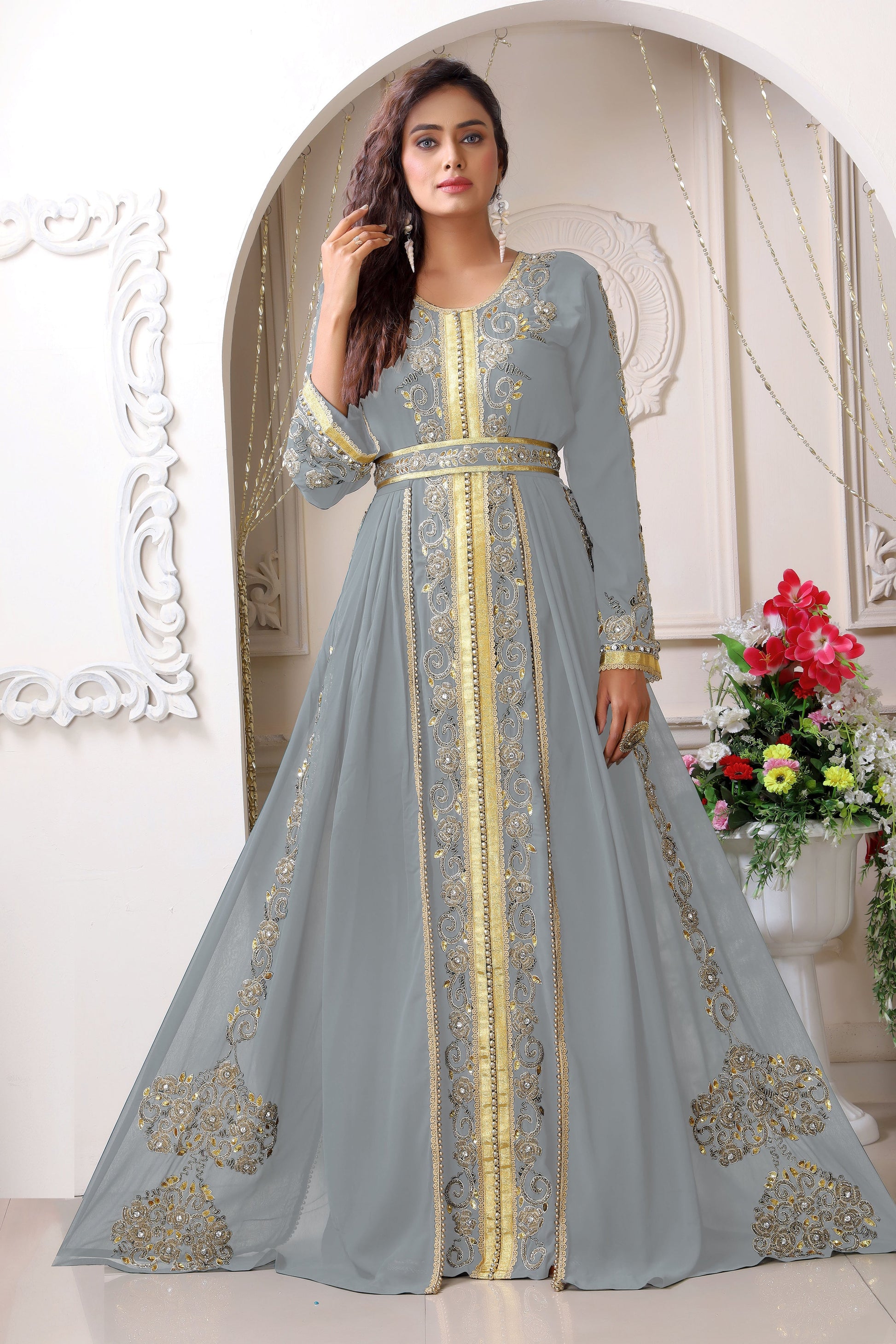 Grey Wedding Designer Kaftan