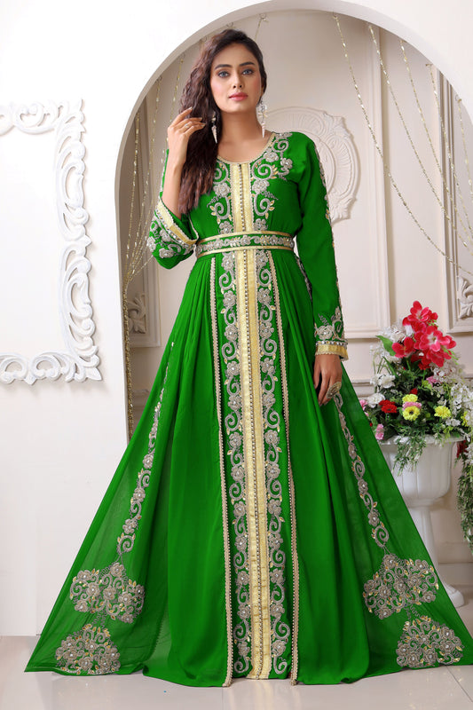 Parrot Green Wedding Designer Kaftan