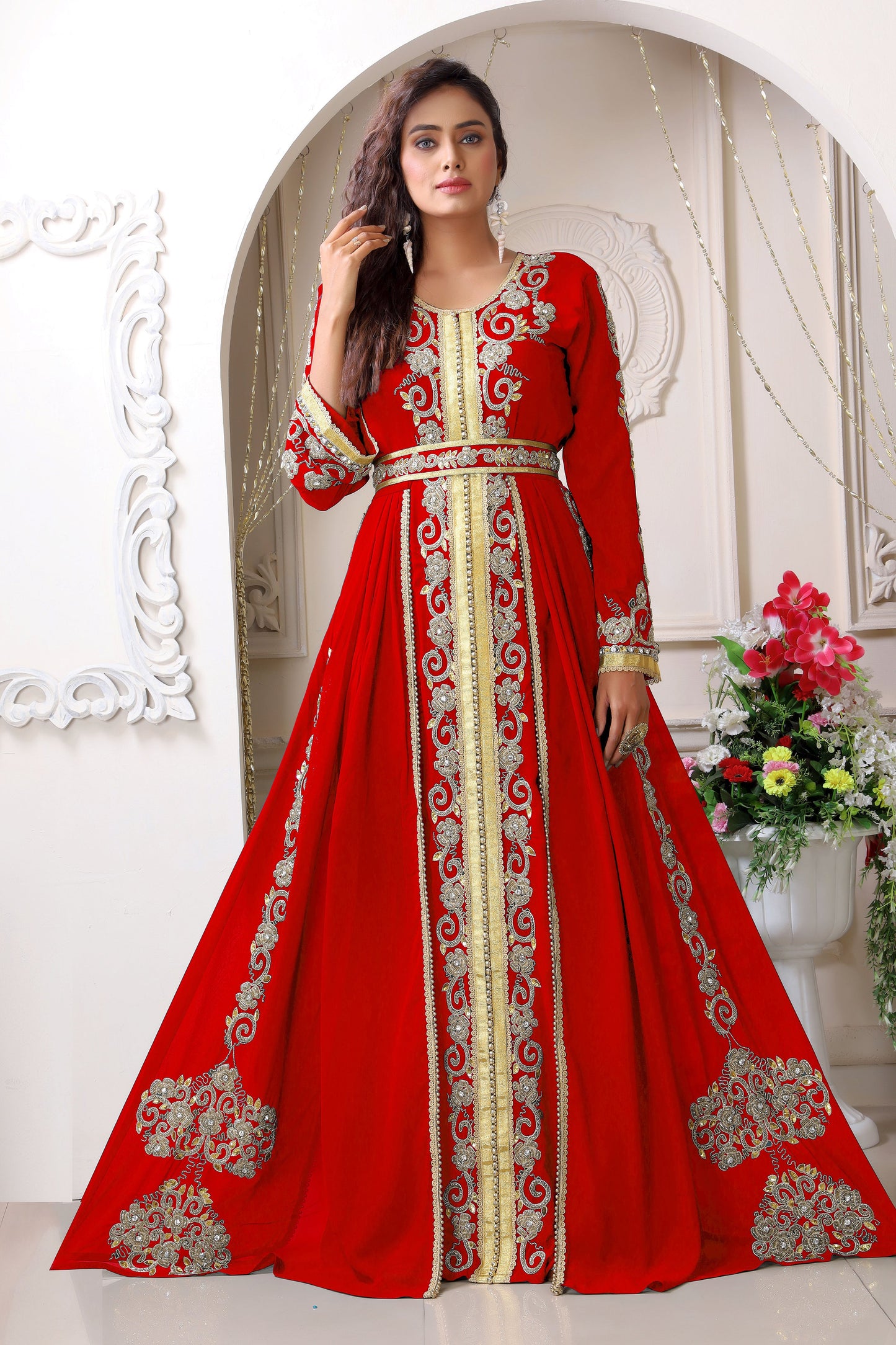 Red Wedding Designer Kaftan