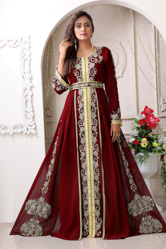 Maroon Wedding Designer Kaftan