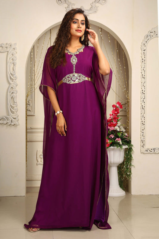 Purple and Gold Designer Wedding Kaftan