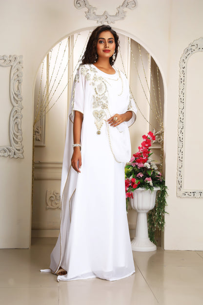 White and Gold Israeli Wedding  Kaftan