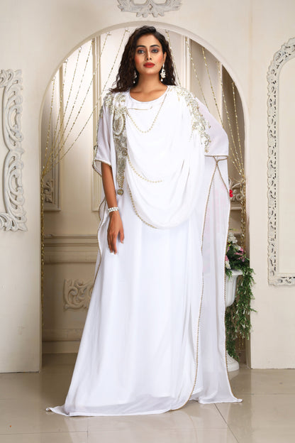 White and Gold Designer Kaftan