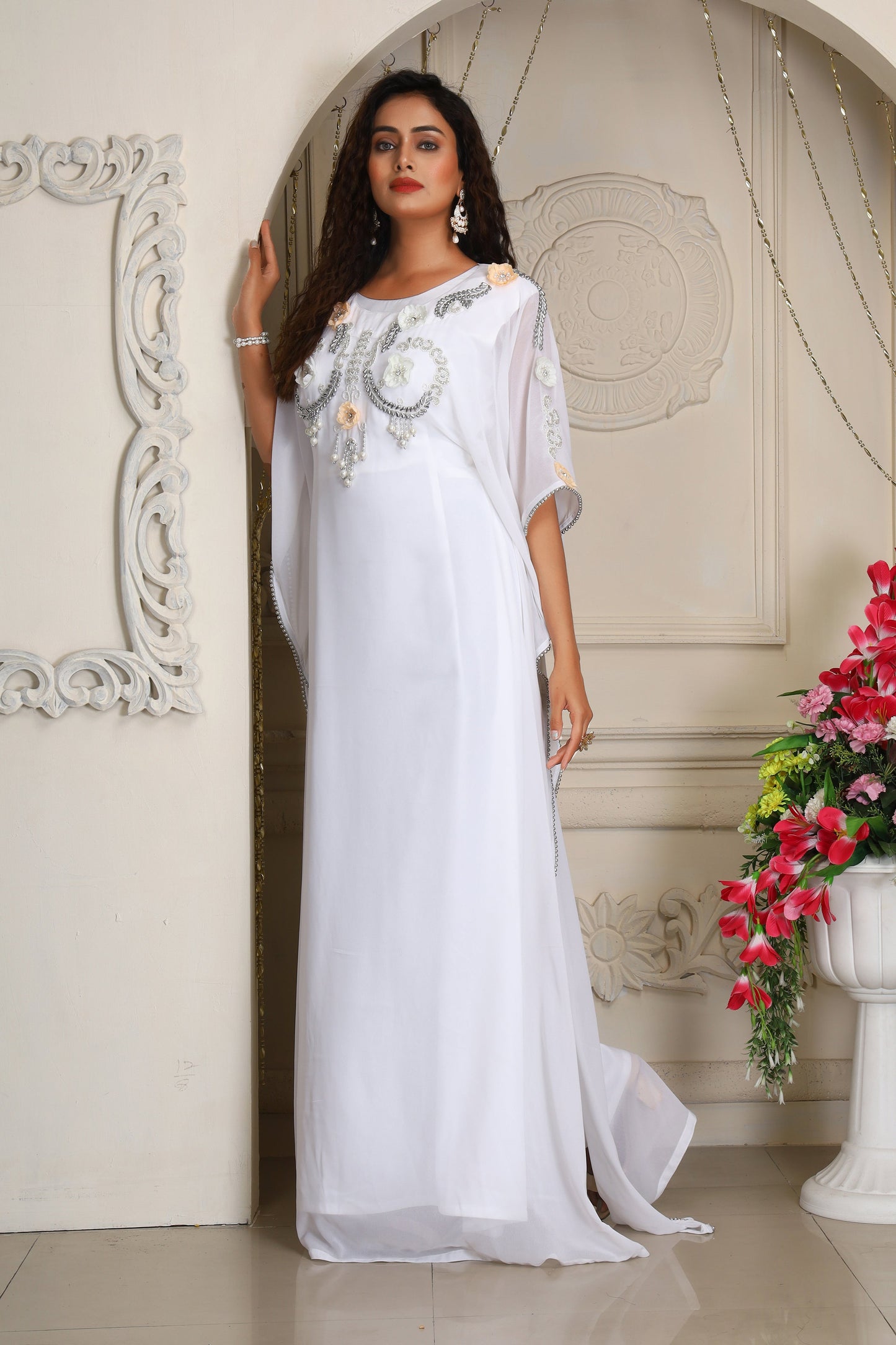 White Israeli Wedding Long Maxi Caftan