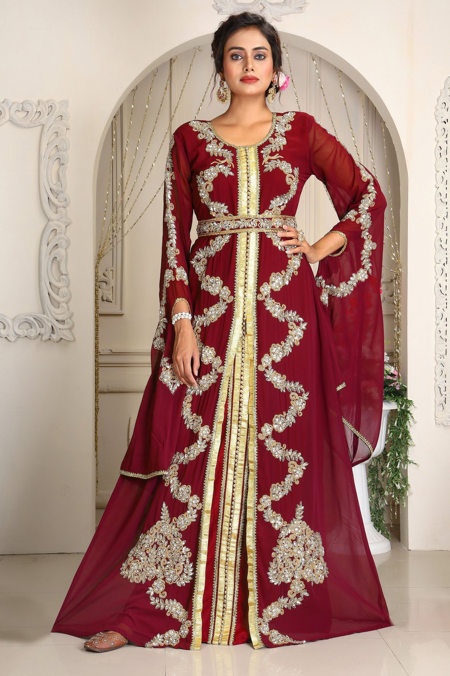 Maroon Designer Kaftan