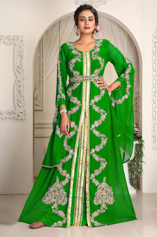 Parrot Green Designer Kaftan