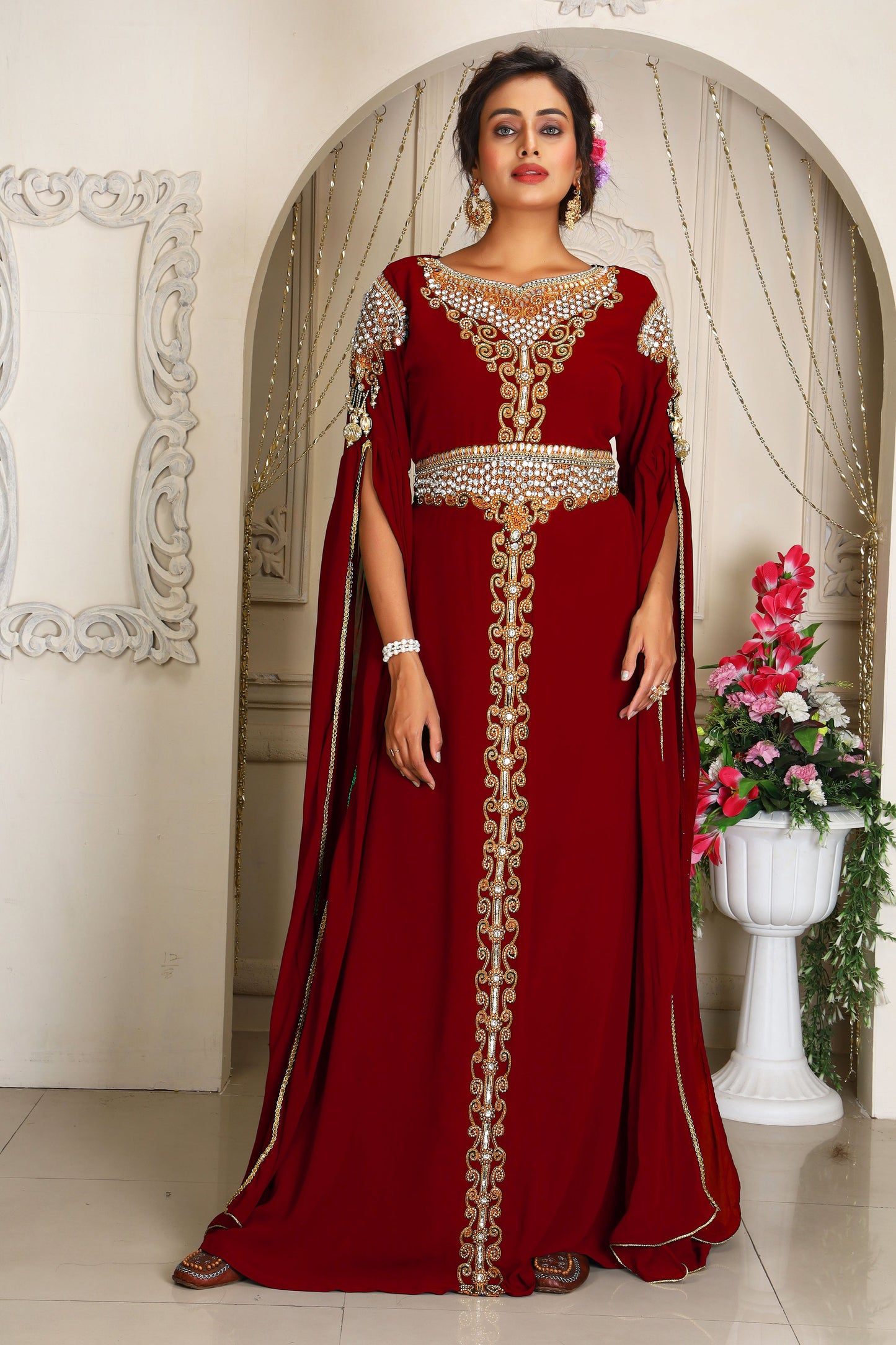 Maroon Designer Kaftan