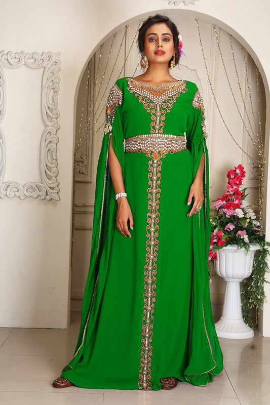 Parrot Green Designer Kaftan