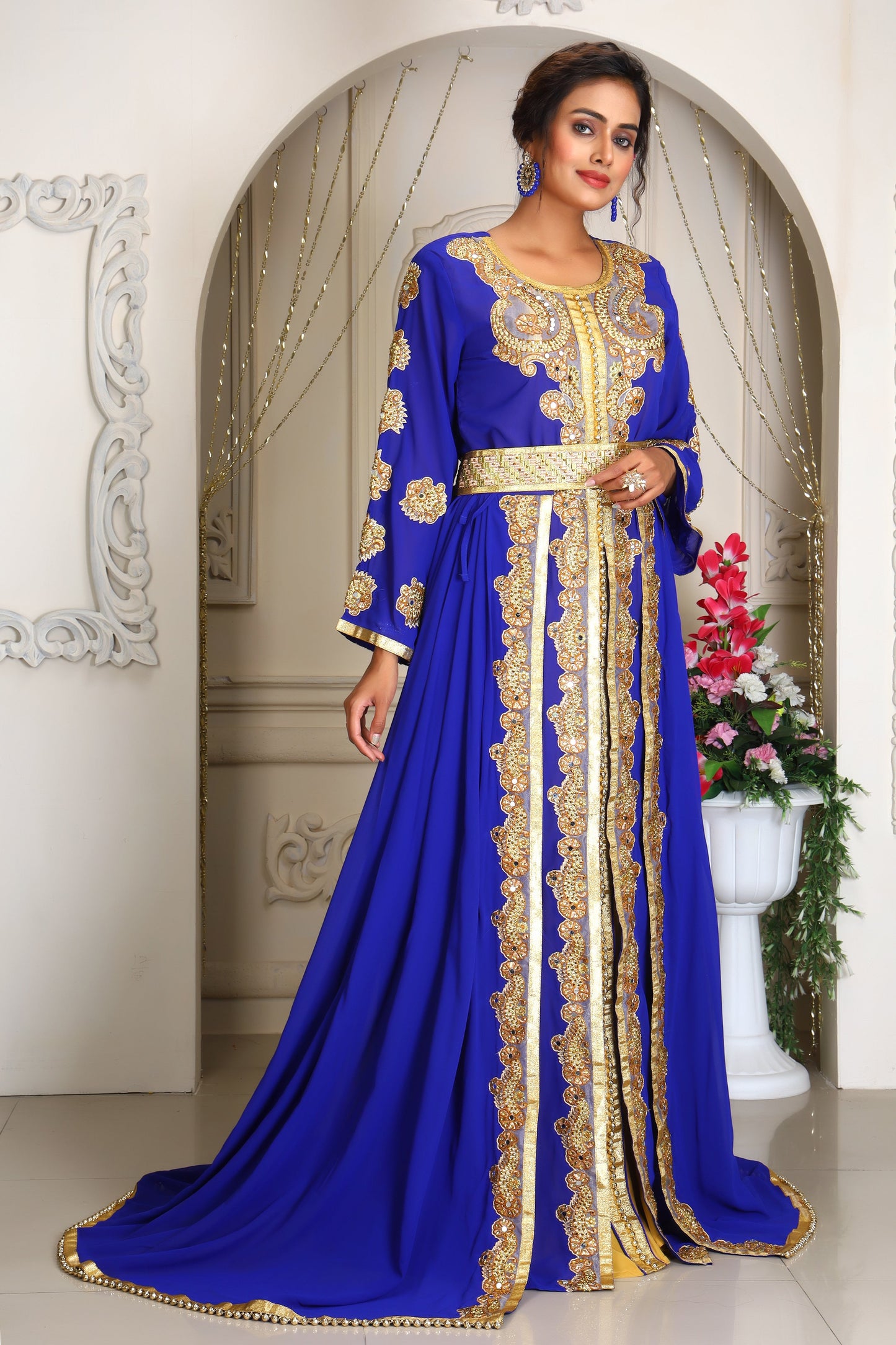 Royal Blue Designer Caftan Dubai Dress