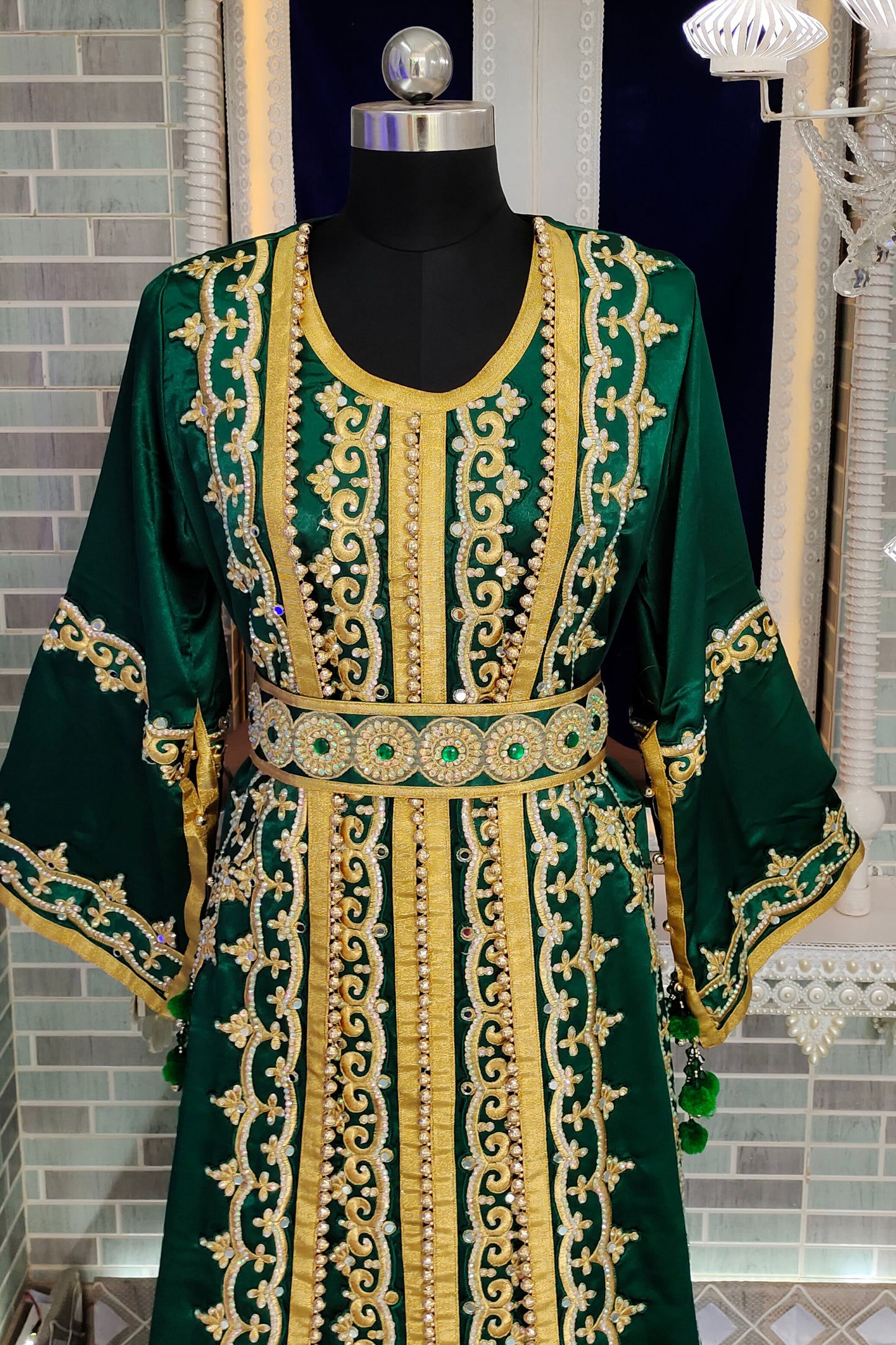 Dark Green Takchita Arabic Stylish Designer Caftan