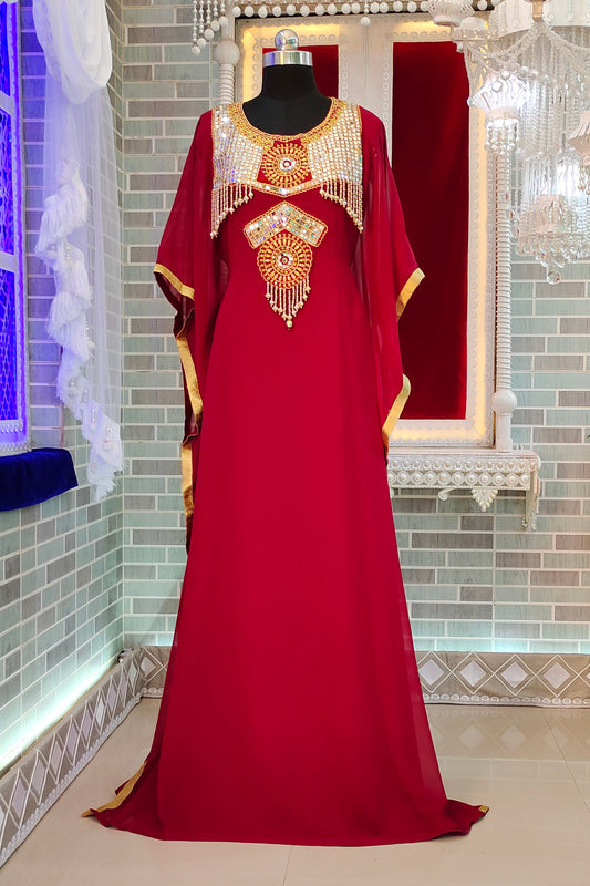 Maroon Desinger Partywear Kaftan