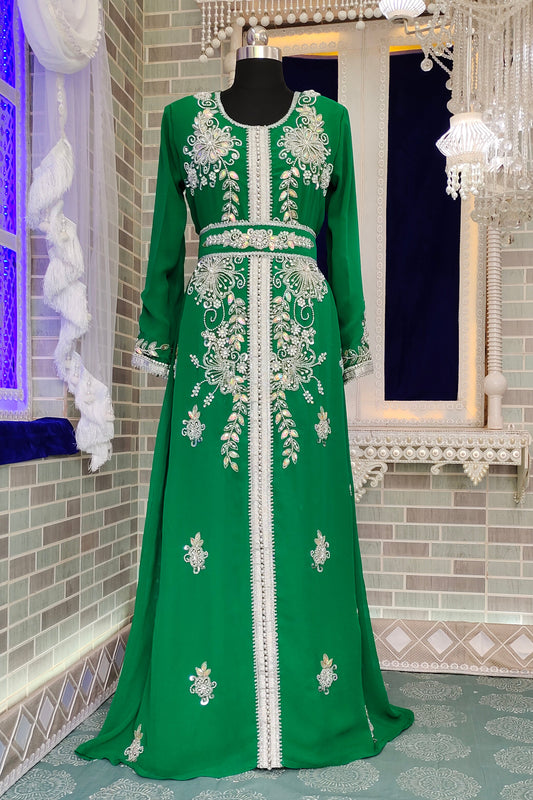 Sea Green Islamic Gleaming Dress 