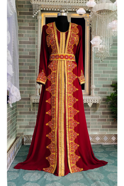 Maroon Islamic Moroccan Kaftan