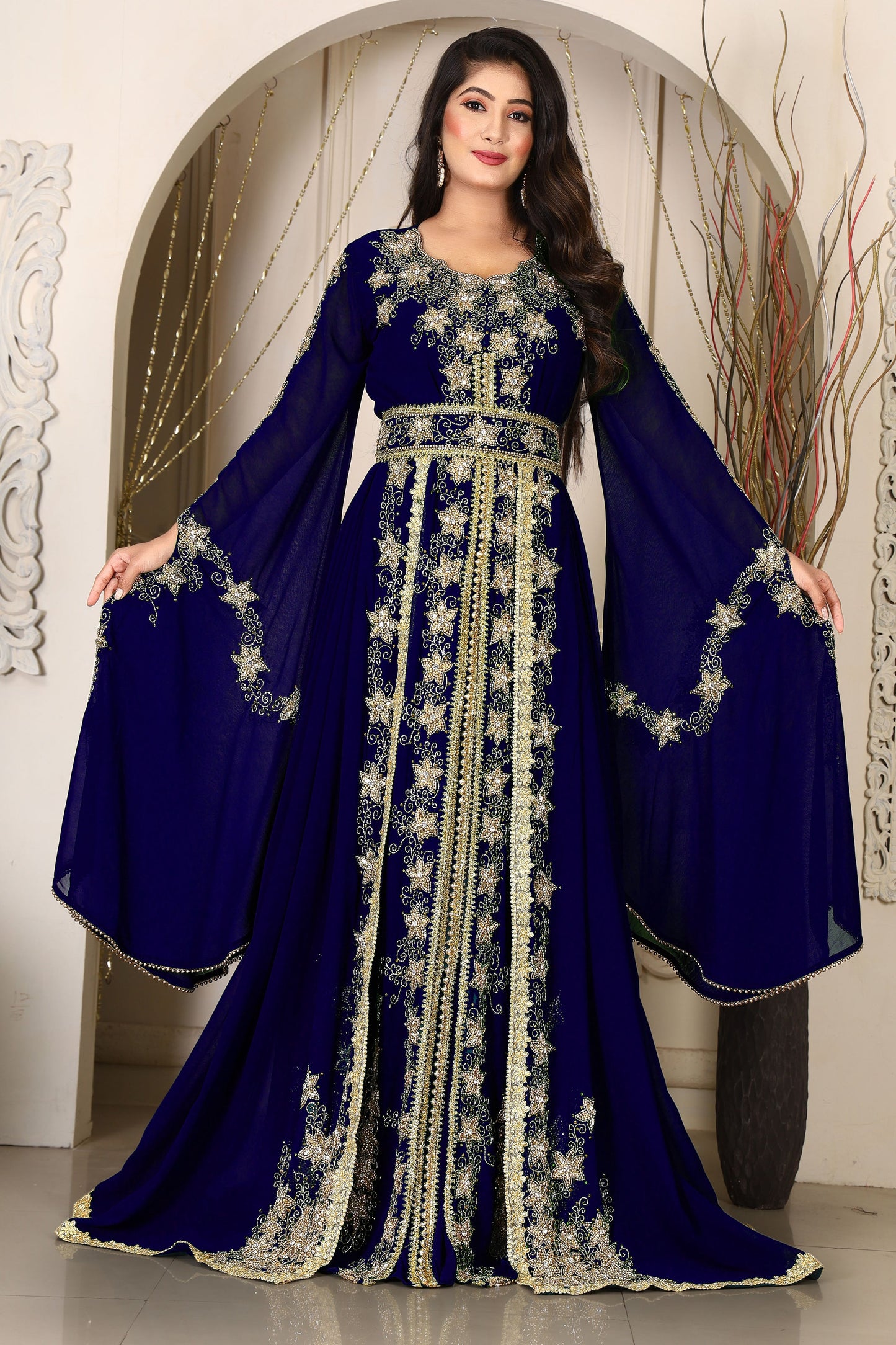 Dark Blue Islamic Wedding Kaftan