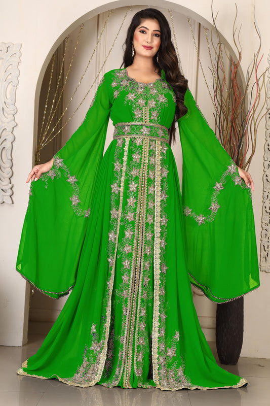 Parrot Green Islamic Wedding Kaftan