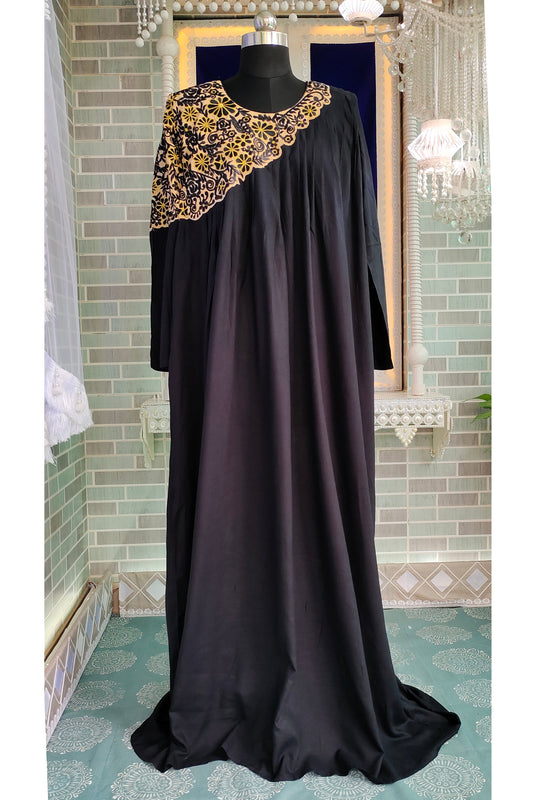 Black Arabic Designer Embroidery Kaftan