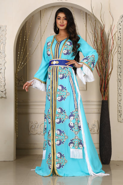 Mint Green Islamic Designer Kaftan