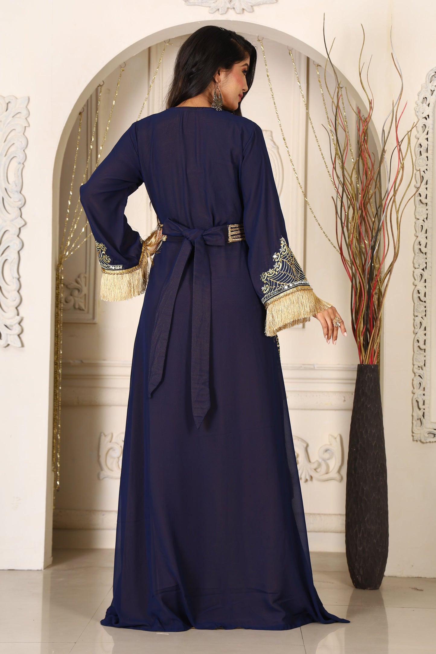 Dark Blue Moroccan Wedding Kaftan