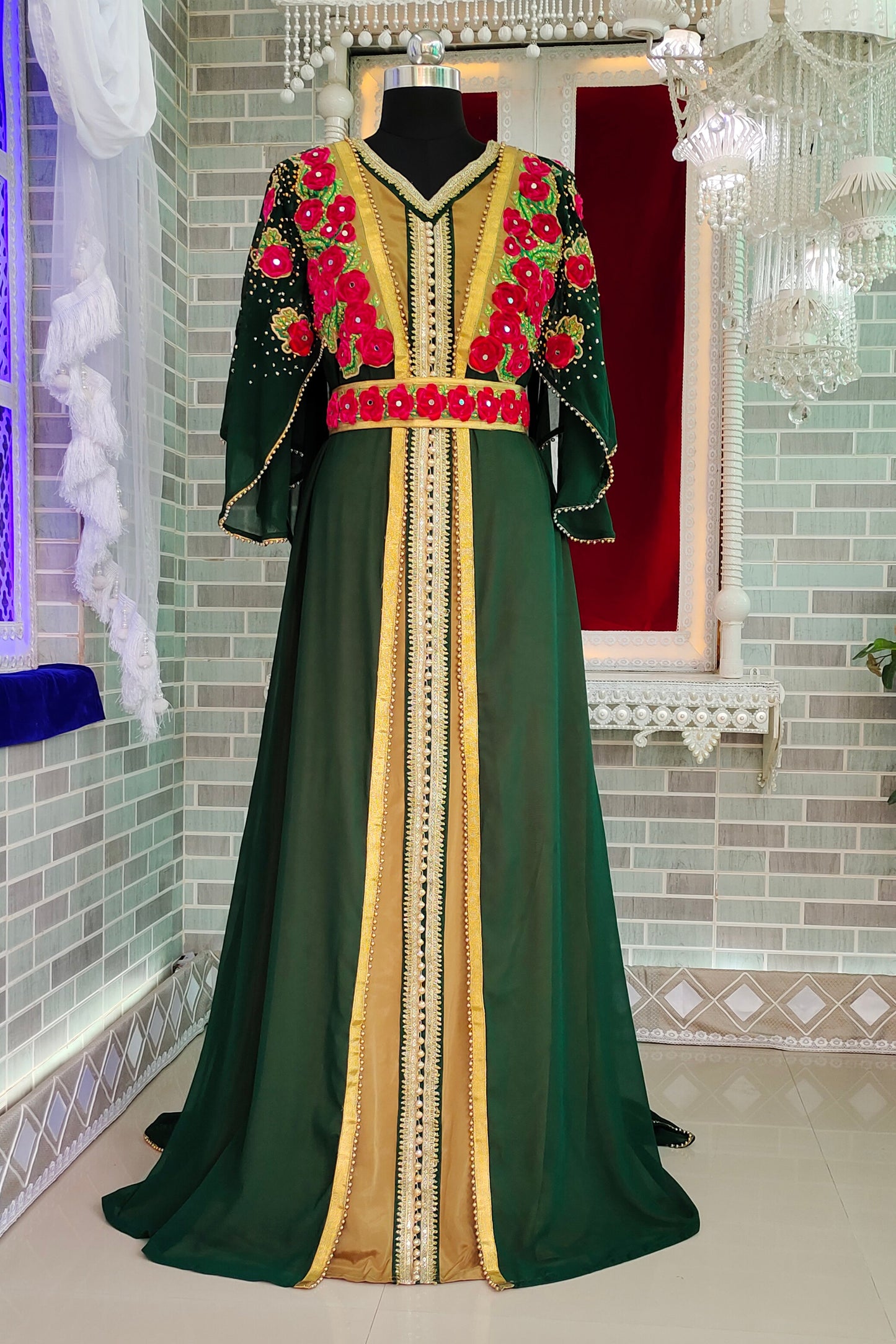 Dark Green Unique Israeli Kaftan