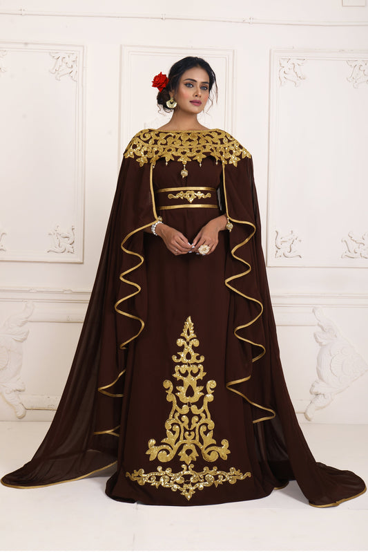 SALE!! Brown and Gold Embroidery Israeli Dress