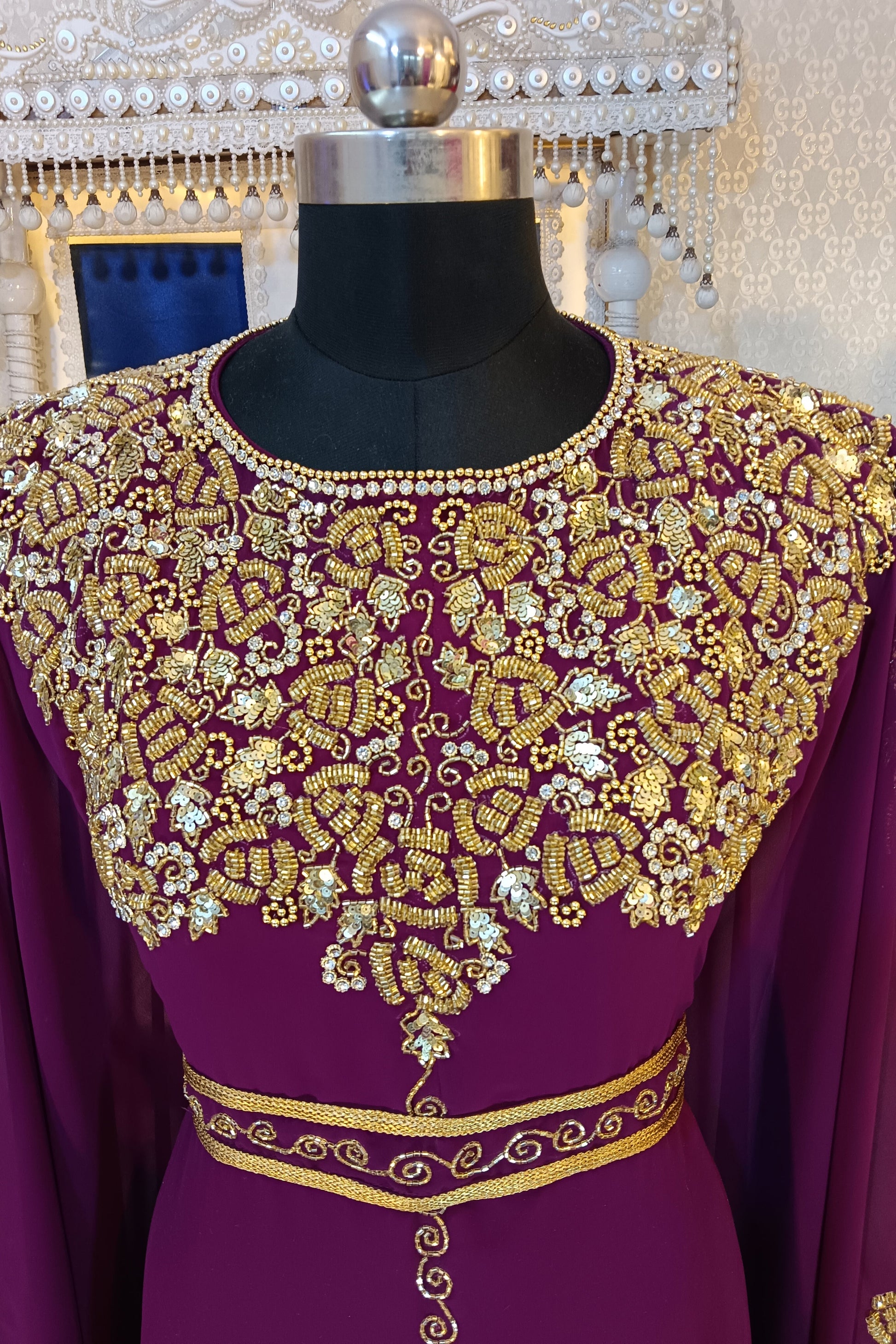 Dark Violet Party Wear Kaftan