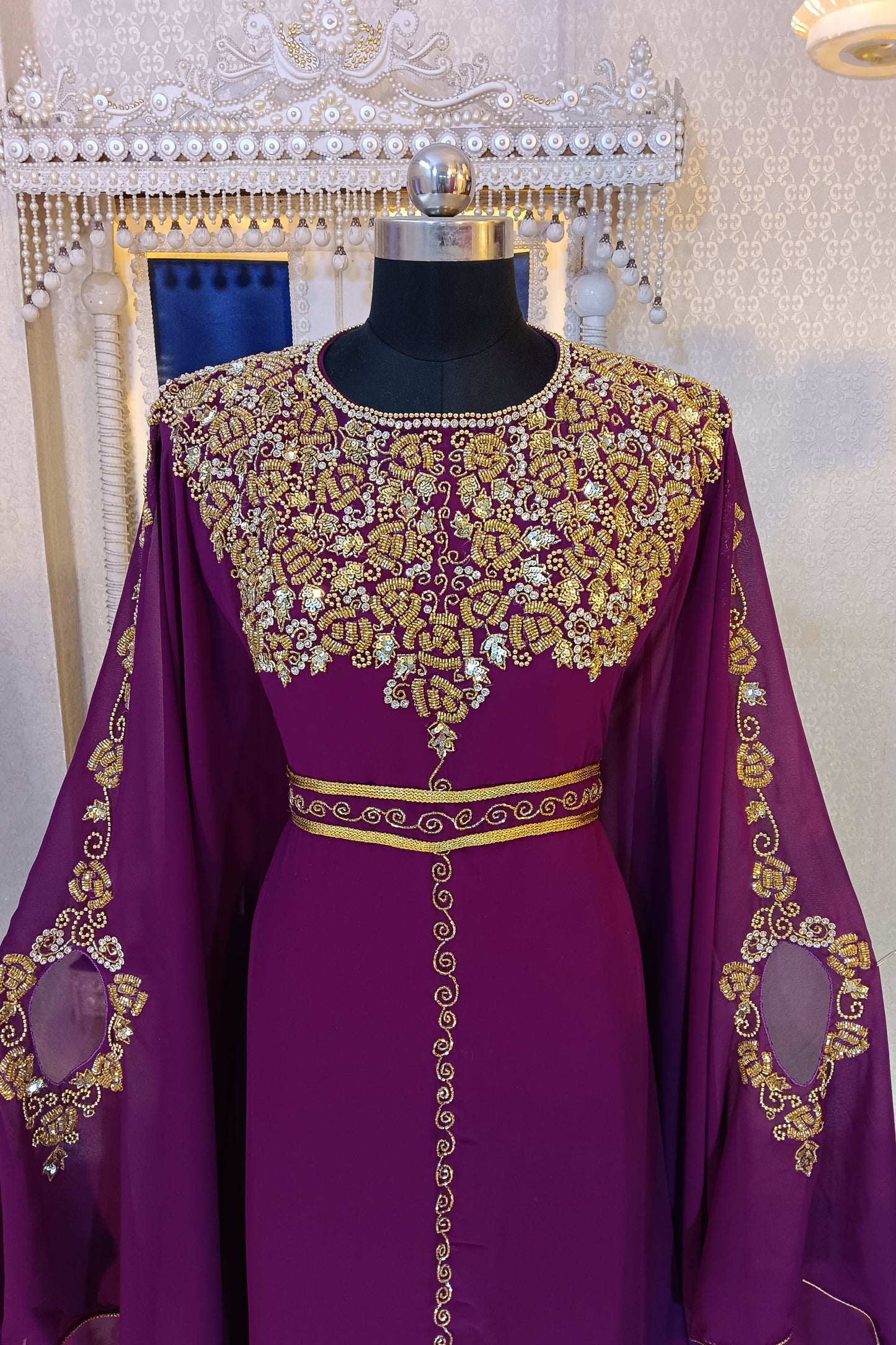 Dark Violet Designer Islamic Wedding Israeli Kaftan