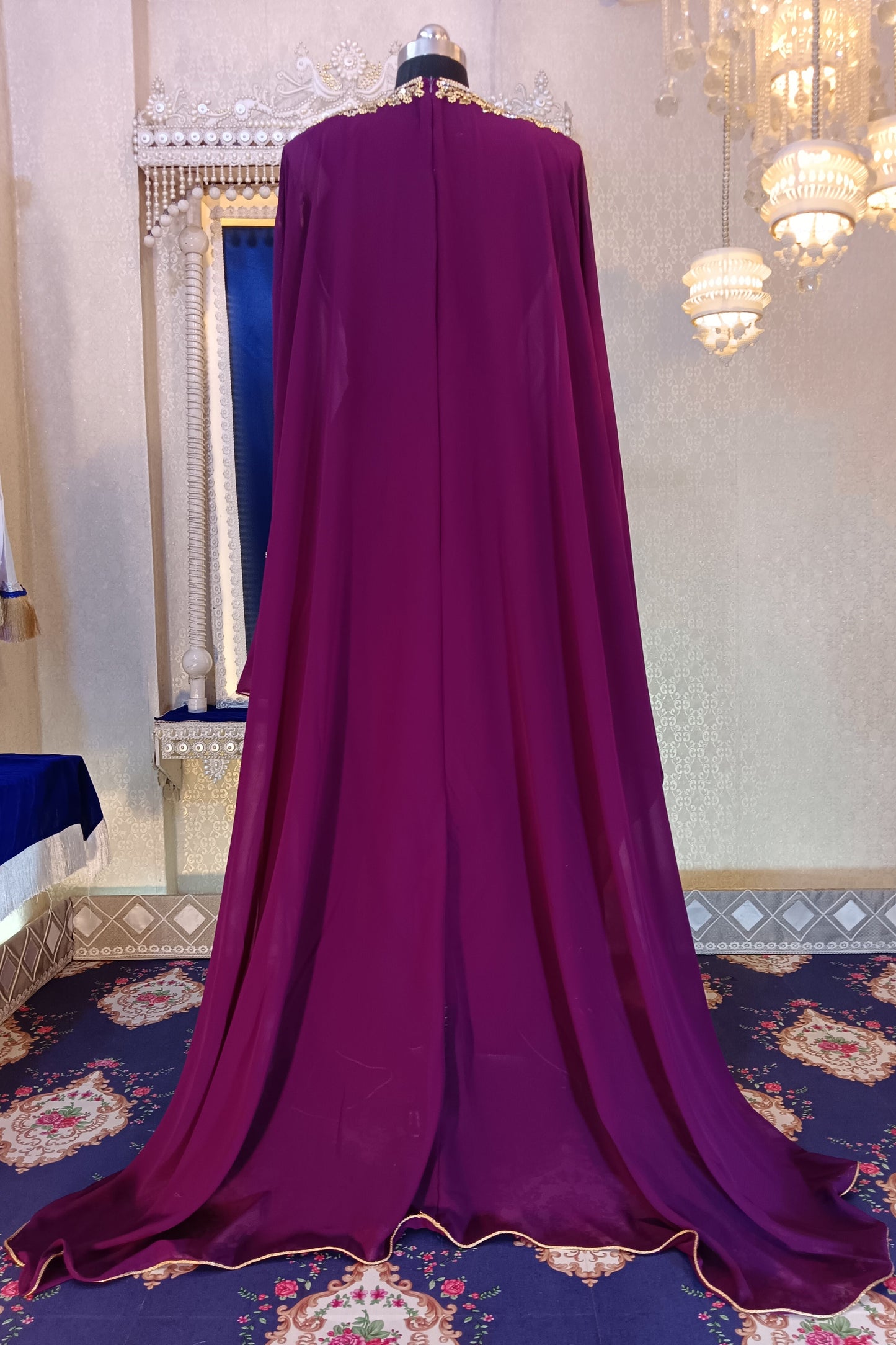 Dark Violet Designer Islamic Wedding Israeli Kaftan