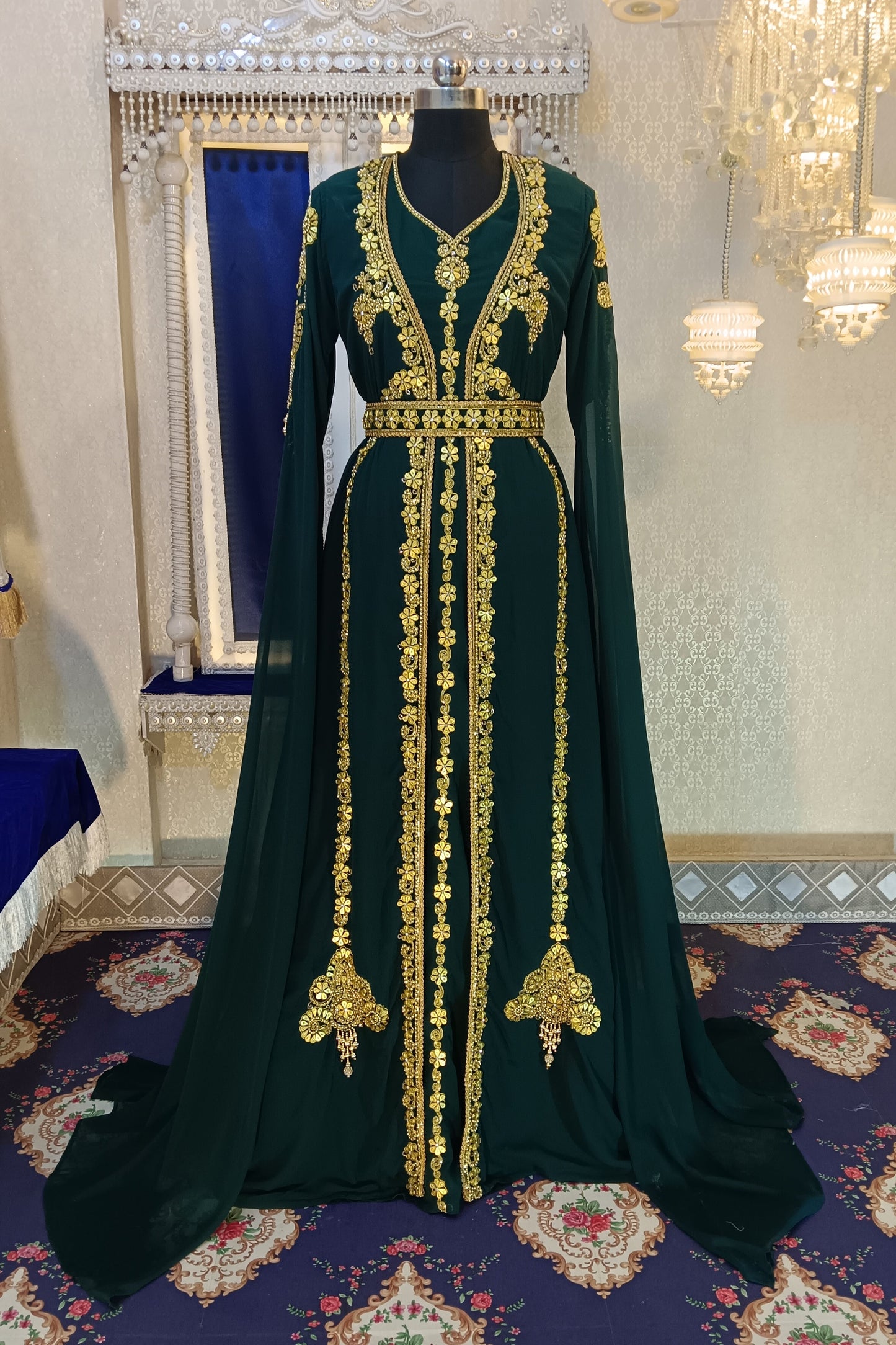 Bottle Green Wedding Kaftan