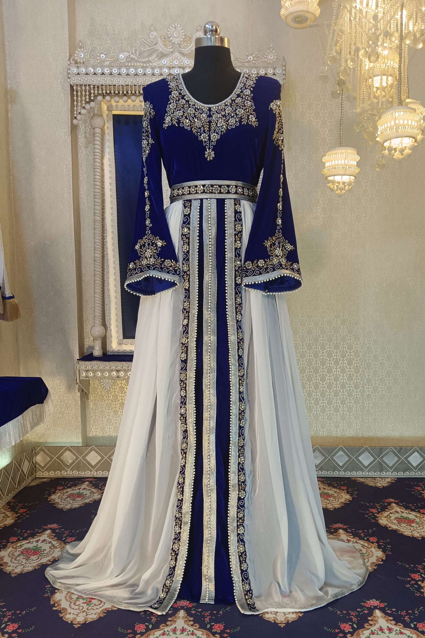 Blue and White Wedding Kaftan