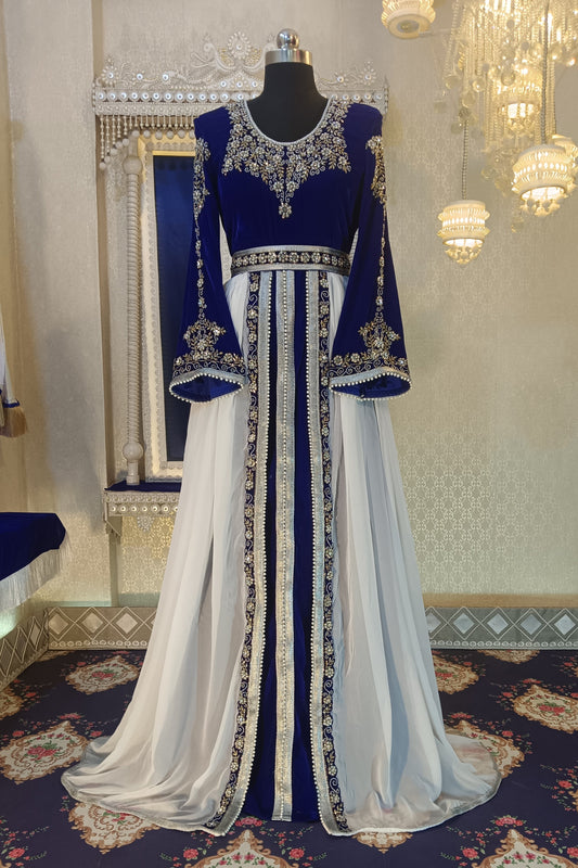 Blue and White Wedding Kaftan