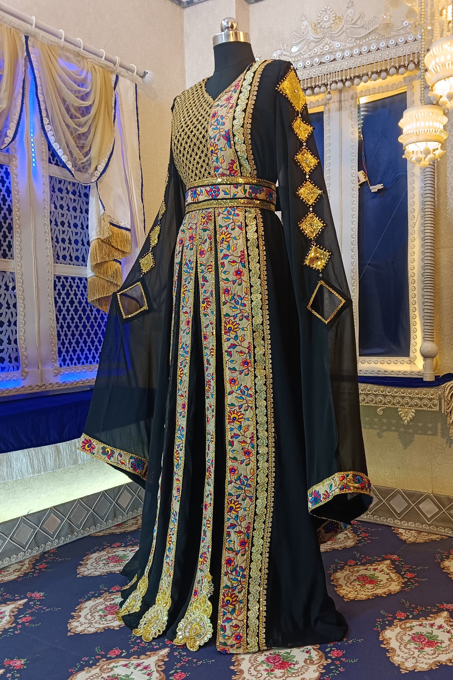 Black and Beige Moroccan Kaftan