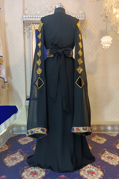 Black and Beige Arabic Takchita Caftan