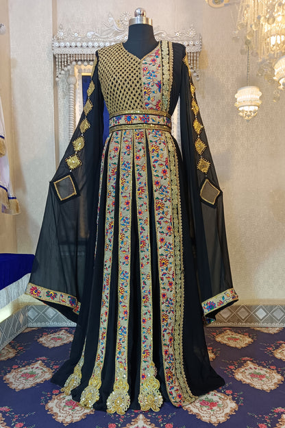 Black and Beige Unique Designer Kaftan