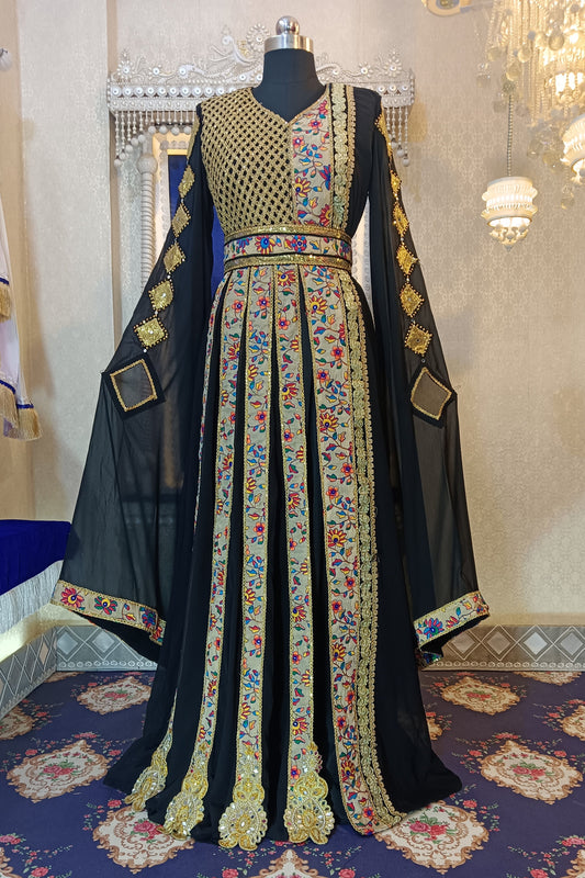 Black and Beige Unique Designer Kaftan