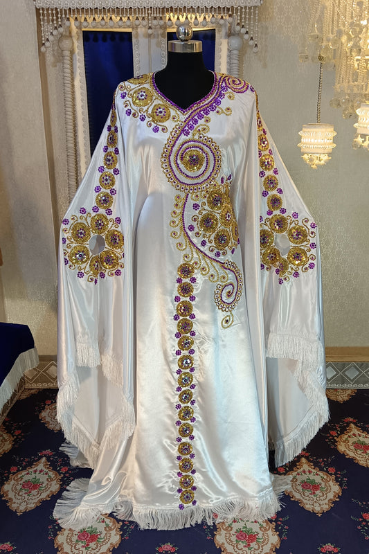 White and Gold Unique Israeli Kaftan