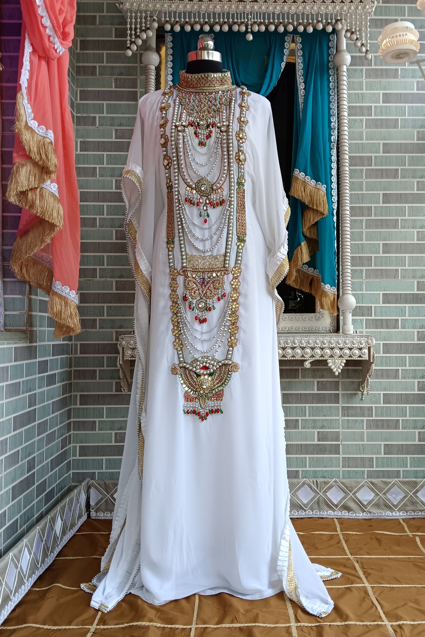 White Designer Islamic Israeli Kaftan