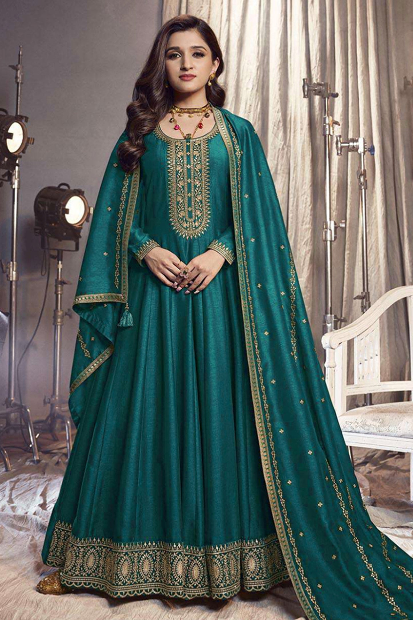 Designer Rama Wedding Function Wear Anarkali Suit