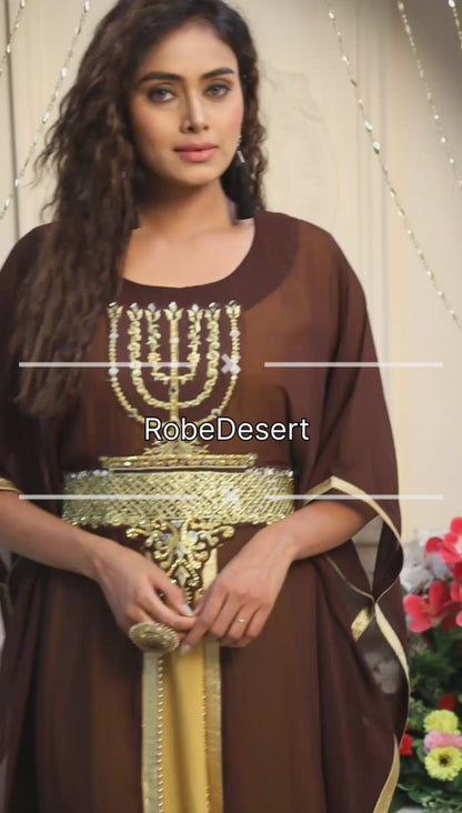 Brown Georgette Designer Kaftan