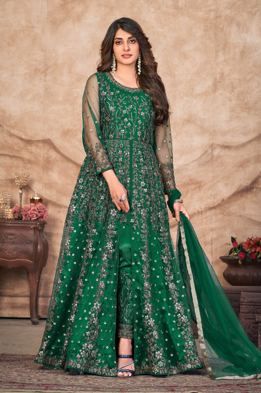 Green Designer Embroidery Salwar Suit