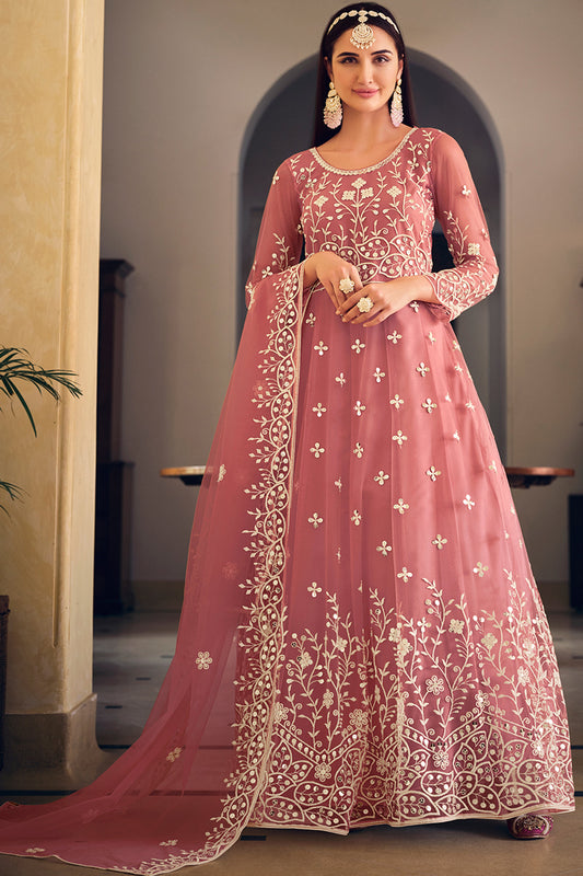 Pink Designer Sequance Embroidery Suit