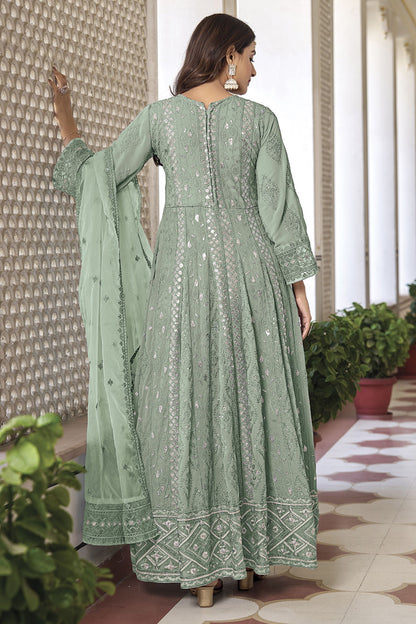 Pista Thread Embroidery Salwar Dress