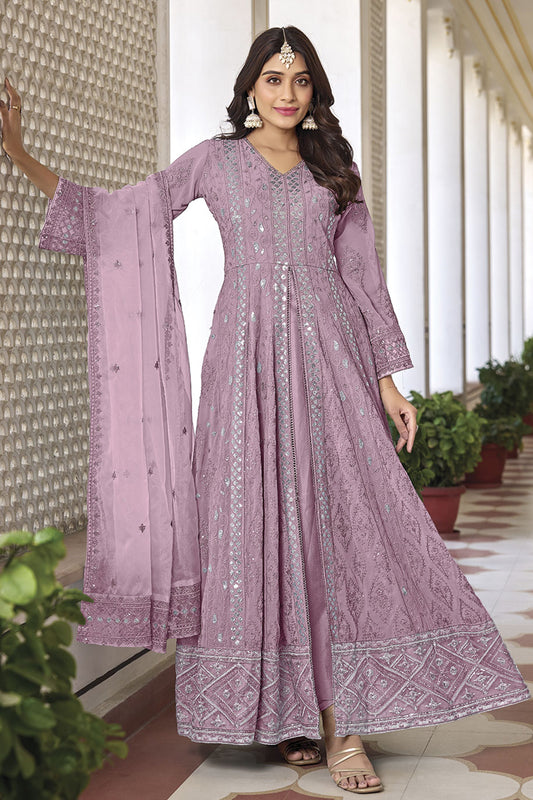 Pink Thread Embroidery Salwar Dress