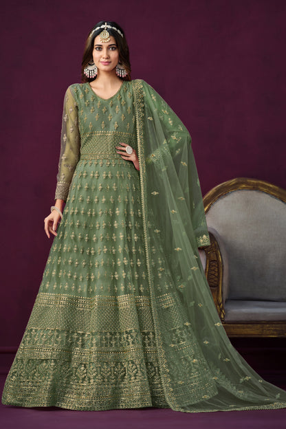 Green Designer Embroidery Salwar Kameez Suit