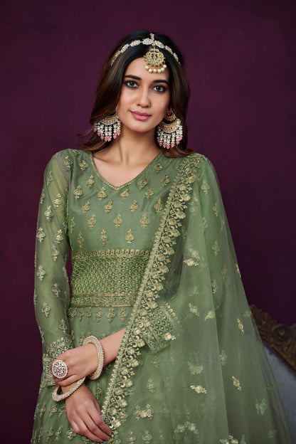 Green Designer Embroidery Salwar Kameez Suit