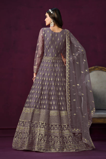 Mauve Designer Embroidery Salwar Kameez Suit